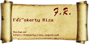 Fáskerty Riza névjegykártya